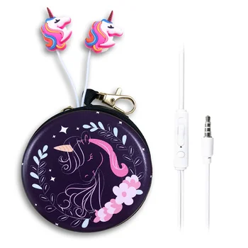 

Funny Lady Unicorn Wired Earphones Cartoon Stereo Earbuds Headphone Headset With Microphone Daughter Children Kid Birthday Gift