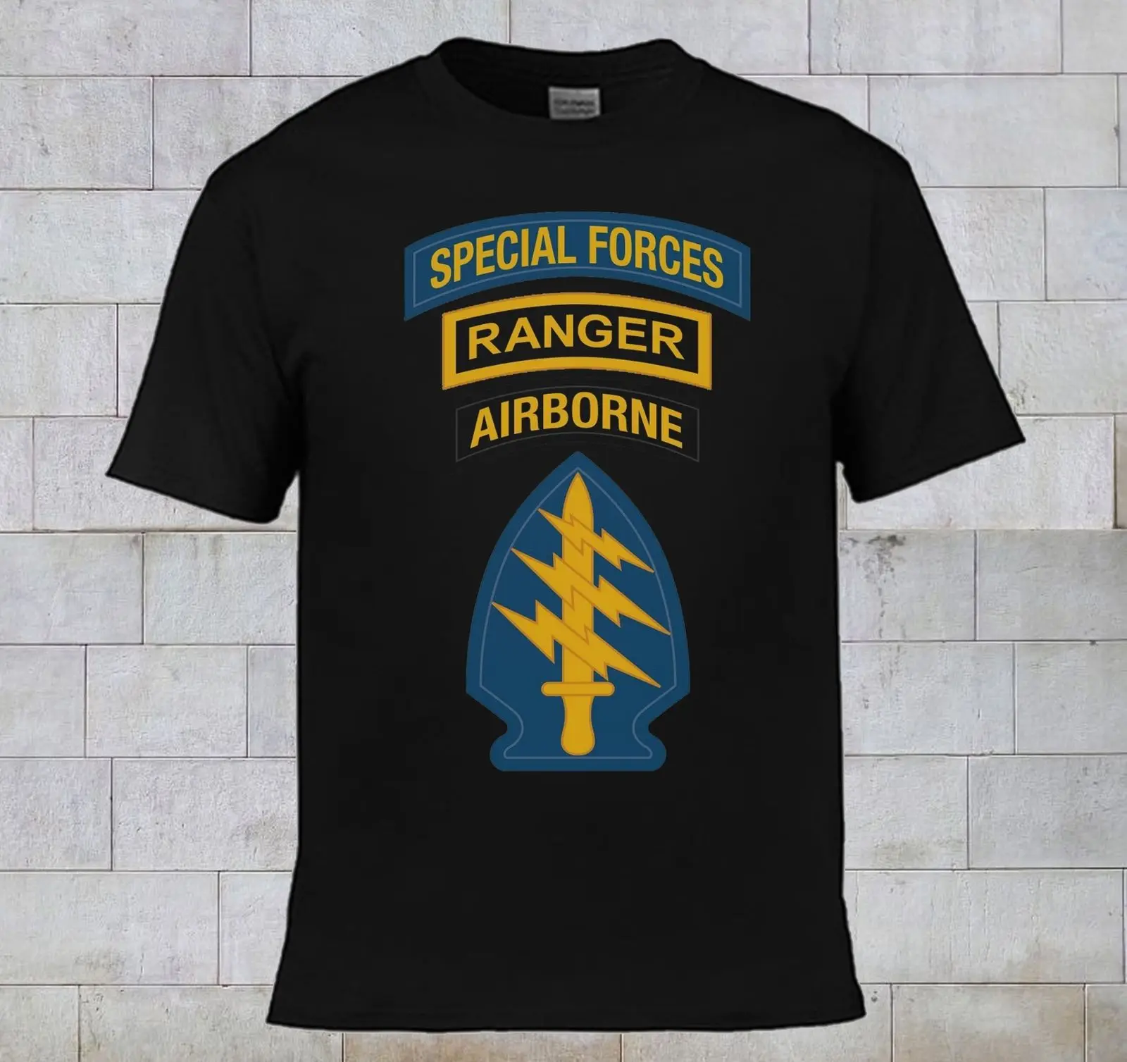 2018 Summer Fashion Hot Sale Men O Neck T Shirt US Army Special Forces Airborne Logo Black 