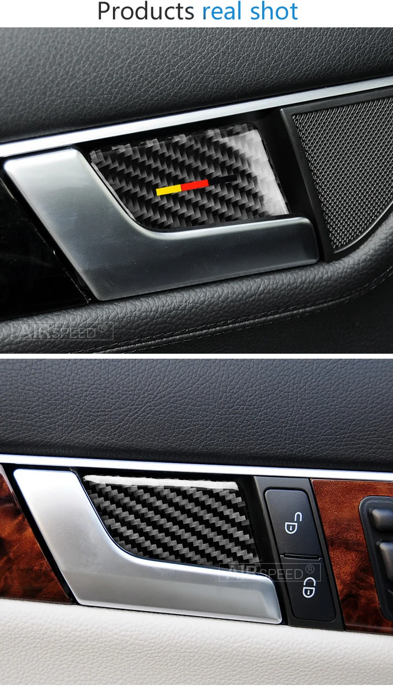 Mercedes C Class W204 E Class W212 Accessories Car Interior Carbon Fiber Door Handle Cover Trim Door Bowl Stickers (5)