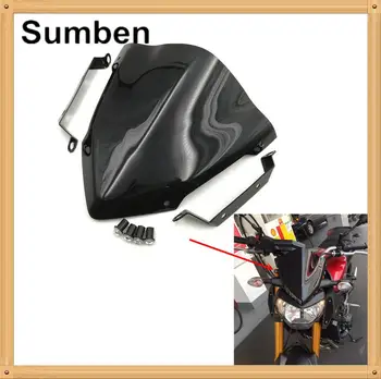 

MT09 FZ09 14-16 Windshield Windscreen Front Glass Wind Shield Deflectors w/ Support Kits for Yamaha MT-09 FZ-09 2014 2015 2016