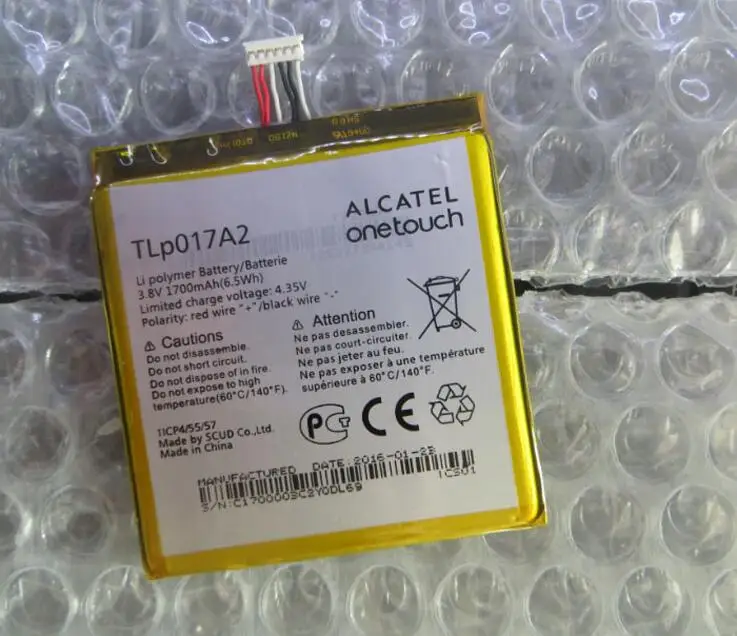 

FOR Alcatel TCL OT-6012A/D/E/W S530T 1700MAH TLP017A2 battery Rechargeable Li-ion Built-in mobile phone lithium polymer battery