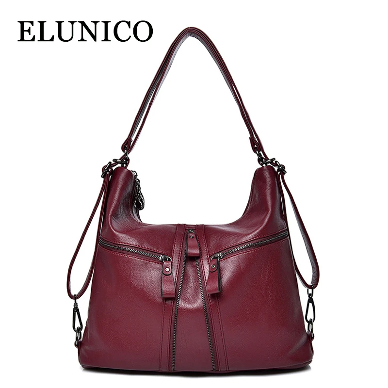 ELUNICO 2019 корейский стиль Street Leisure Multifunctional Tote сумки для женщин кожаные сумочки