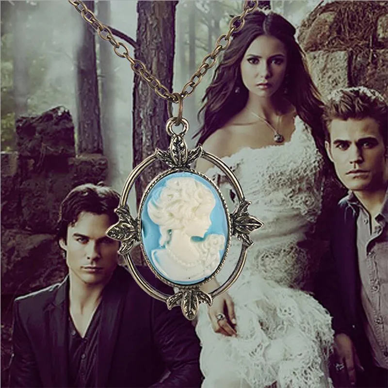 

Wholesale 24pcs/lot The Vampire Diaries Beauty Head Lady Pendant Necklace Jewelry For Women Charms