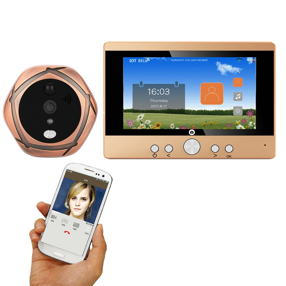720P WiFi Wireless Digital Peephole Door Viewer 5" Front Door Peephole