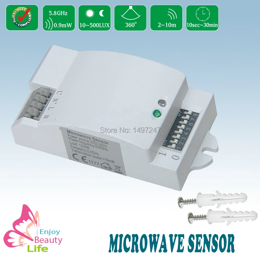 5pcs/lot 360 Degree Microwave Sensor Light Switch Auto Induction