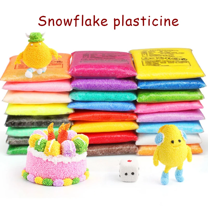 

New 24 Color Snowflake Plasticine for Kid DIY Clay Snow Mud Fluffy Kid Care Air Drying Handprint Footprint Soft Polymer Clay 20g