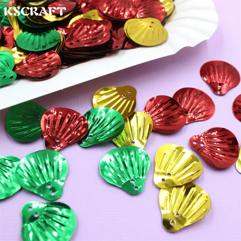 

KSCRAFT 18mm 3 colors mixed shell shape sequins PVC Flat for DIY Card Making Craft Color Collection