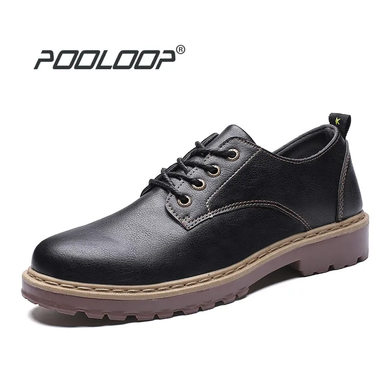 POOLOOP/мужская повседневная обувь; модная кожаная обувь для мужчин; классические полуботинки в деловом стиле; Высококачественная мягкая Повседневная Рабочая обувь