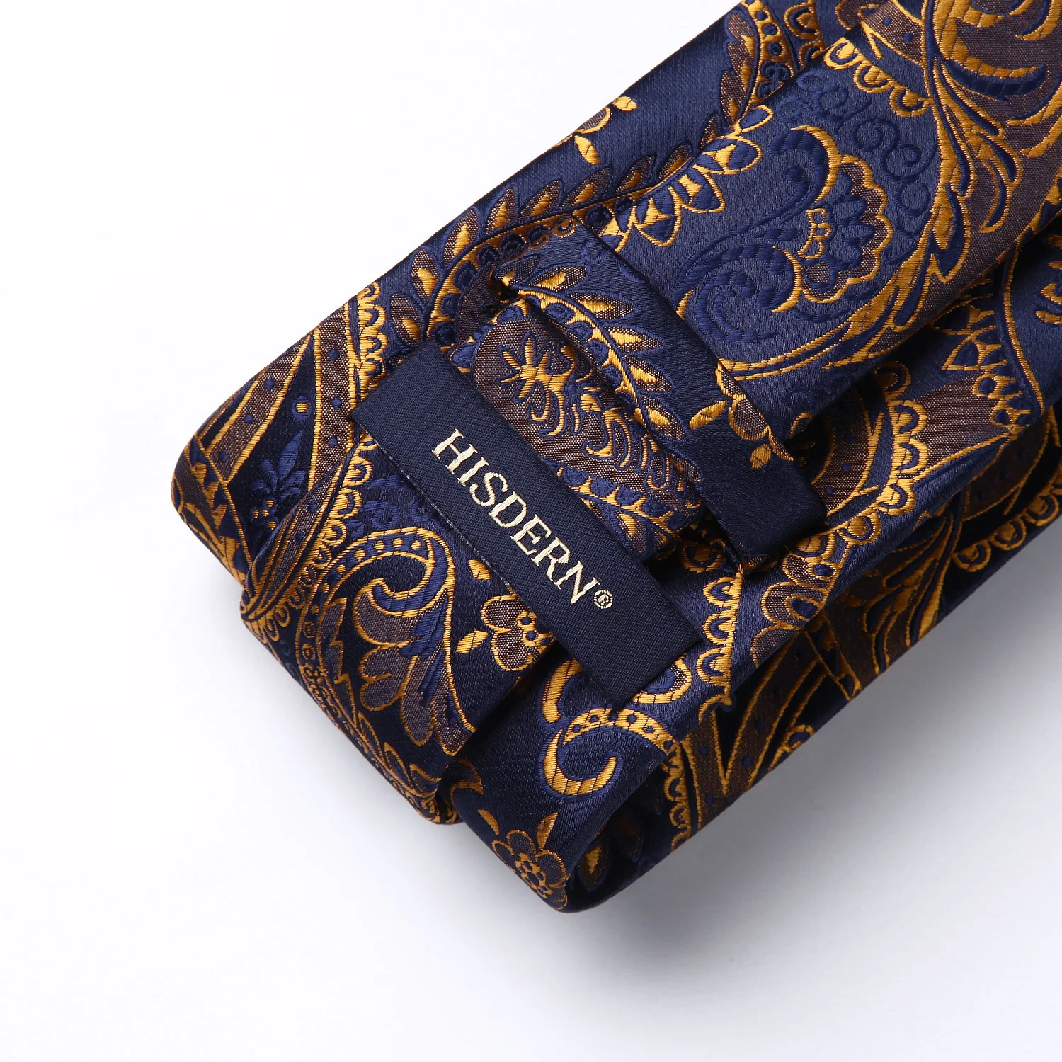  Men Tie New Party Paisley Gold Navy Classic Woven Silk Wedding Necktie Handkerchief Set TF4015V8S