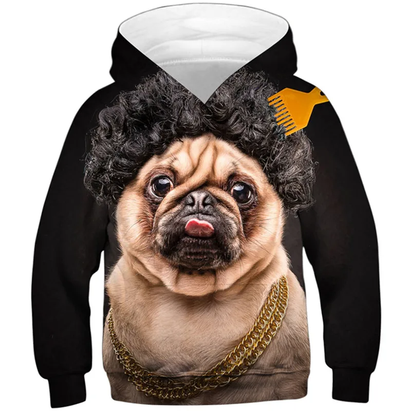 

Miduo Lovely Pug Dog design Funny 3D Hoodie Boy/Girl Street wear Long Sleeves Children Fashion 3D Hoodies Sweatshirts Kids Tops