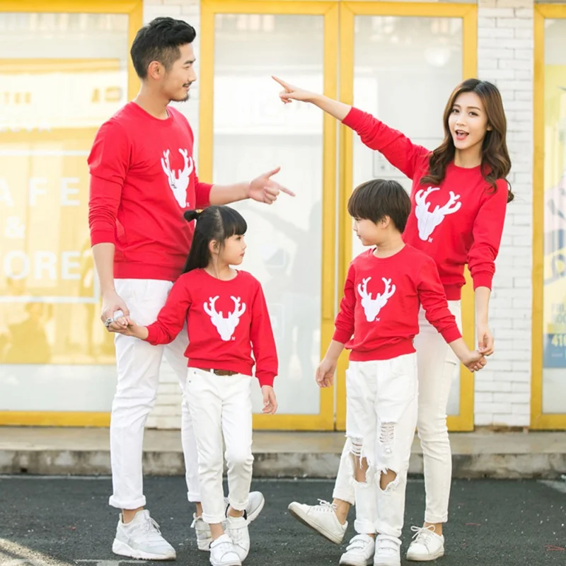 Christmas Family Sets Hoodies Father Mommy and Me Clothes Matching Family Clothing Sets