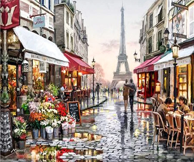 5d DIY Diamond Painting Eiffel Tower Romantic Paris Street Diamond Painting Scenery Shining Resin Rhinestones Mosaic Sales Decor