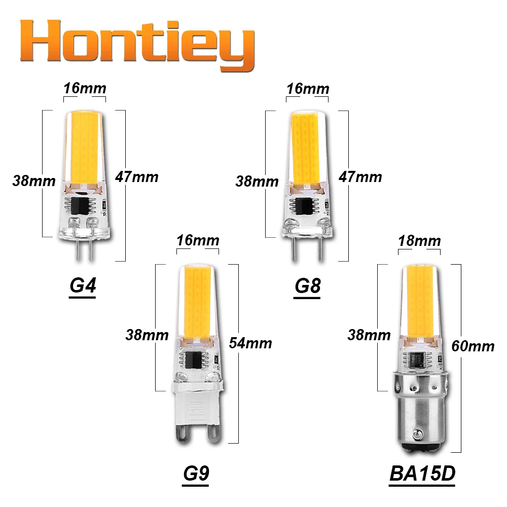 Светодиодная лампа мини, под Цоколи: G4, G8, G9, E11, E12, E14, E17, BA15D. Размеры светодиодных мини ламп: 16*47мм, 16*54мм, 16*56мм, 16*58мм, 18*60мм