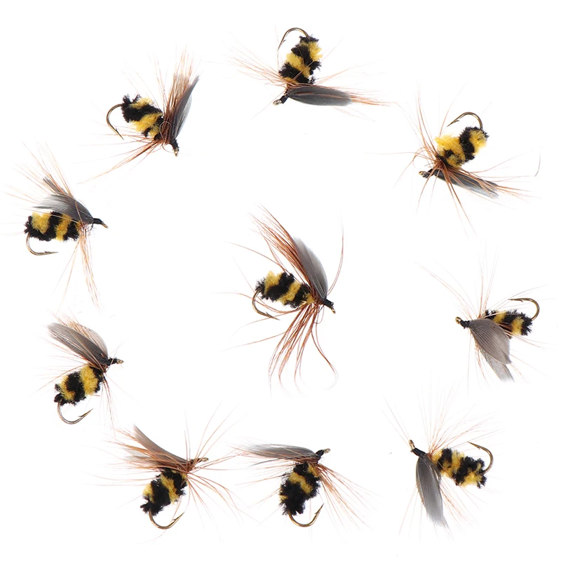#10 Artificial Insect Bait Lure Bumble Bee Fly Trout Artificial Fishing Lures Bionic Honeybee Bait Fishing Bait Fly Bait