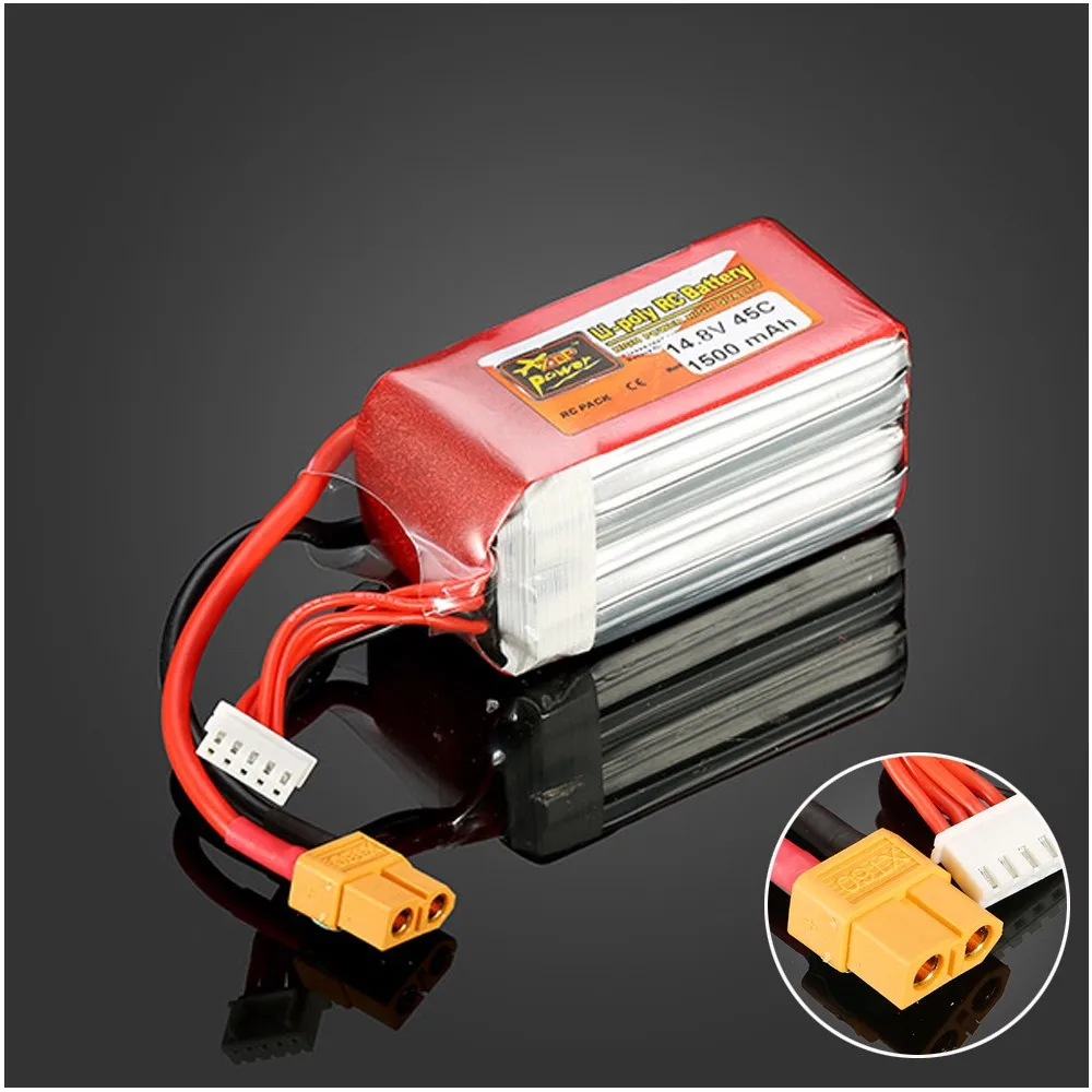 

1pcs ZOP Power LiPo Battery 14.8V 1500mAh 4S 45C XT60 Plug For RC Quadcopter Drone Helicopter Car Airplane