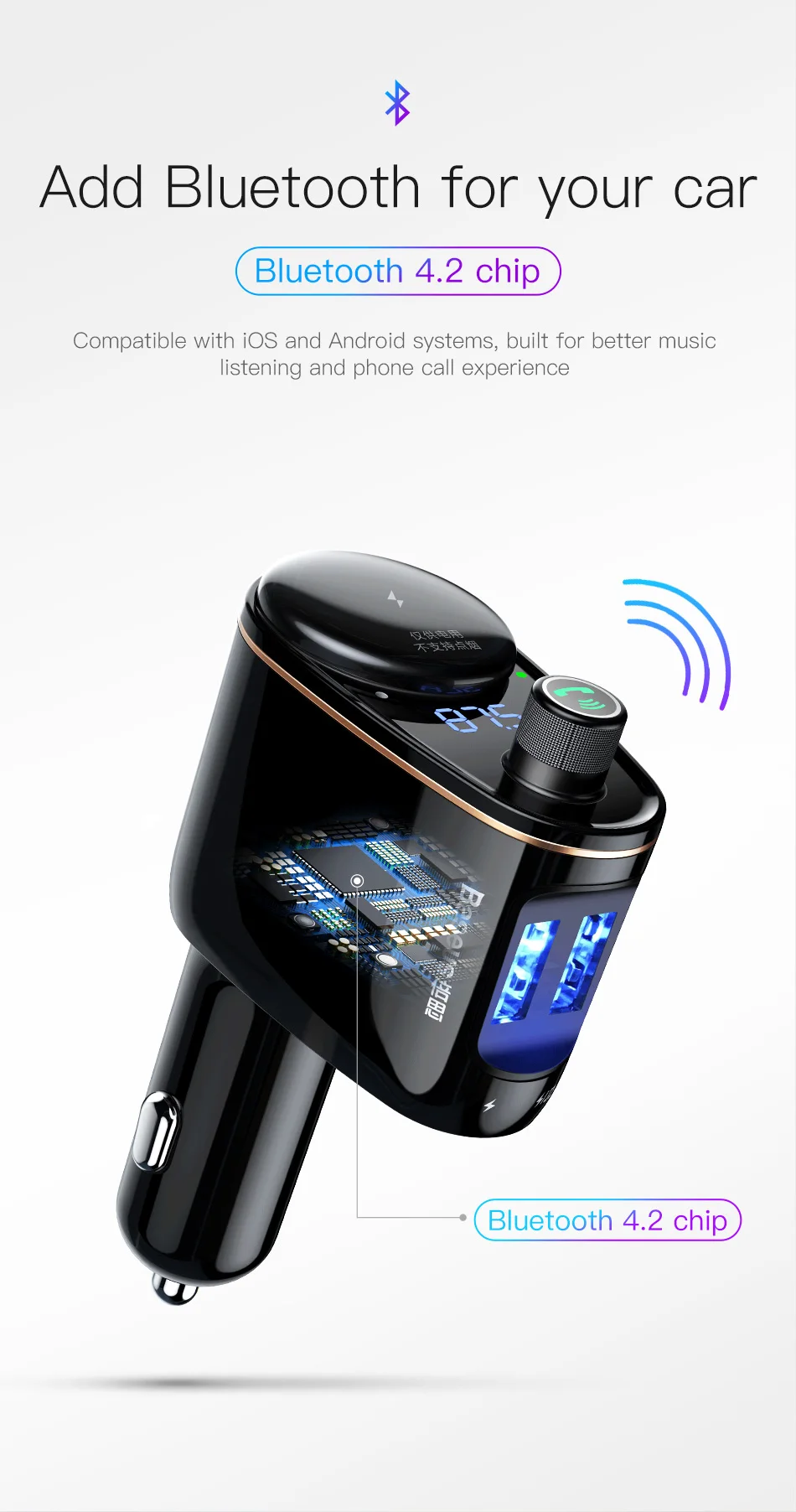Baseus, автомобильный Bluetooth fm-передатчик, автомобильный комплект, 5 В, 3.4A, двойной USB, автомобильное зарядное устройство, MP3 аудио плеер, автомобильное зарядное устройство, зарядное устройство для мобильного телефона