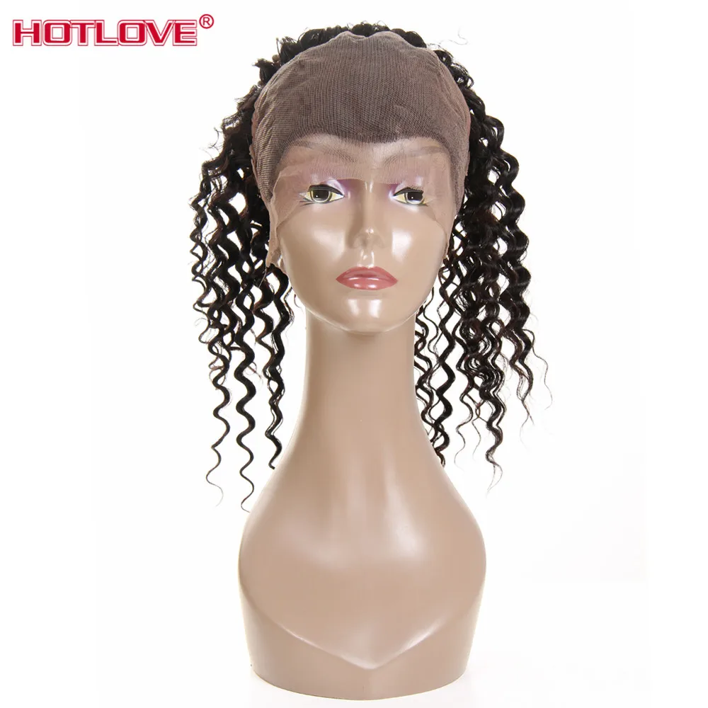 Peruvian Deep Wave 360 Lace Frontal Closure With Baby Hair Pre Plucked 130% Density Natural Hairline Remy Human Hair HOTLOVE