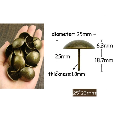 50 шт./лот толкатель Doornail Box диван утолщенные Лаки шпилька антикварная бронза thumtack декоративная обивка ногтей ювелирные изделия подарок - Цвет: 25x25mm-thickness