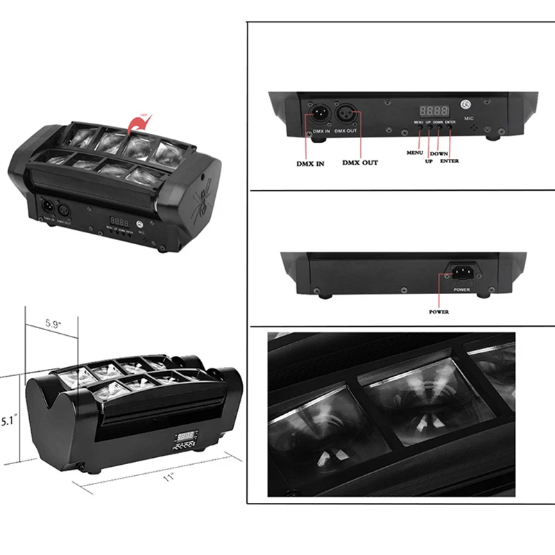 المرحلة 8X10 W البسيطة LED العنكبوت ضوء DMX512 الصمام تتحرك رئيس ضوء RGBW LED شعاع ضوء نادي Dj ديسكو العارض