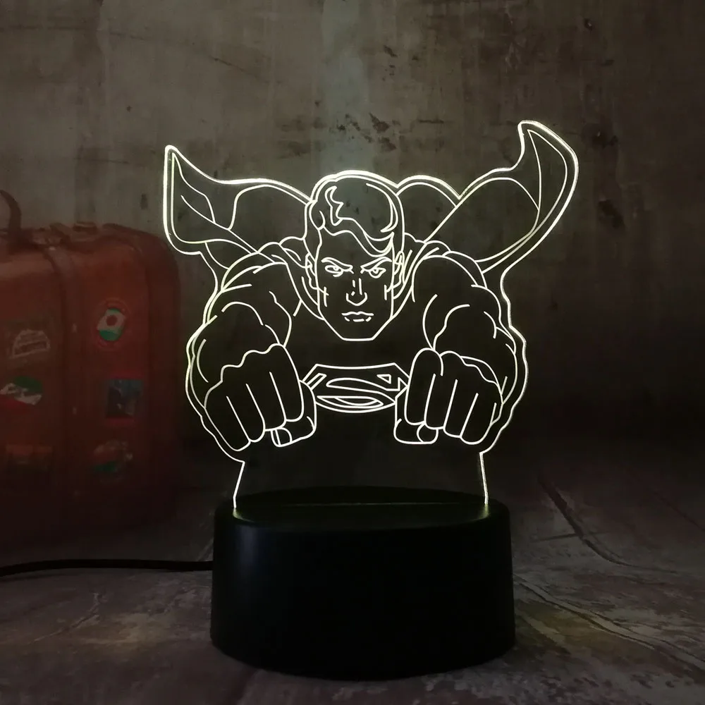 Крутой DC Лига Справедливости Супермен Бэтмен чудо женщина флэш Герой 3D СВЕТОДИОДНЫЙ Ночник светильник декор комнаты рождественский подарок детская игрушка