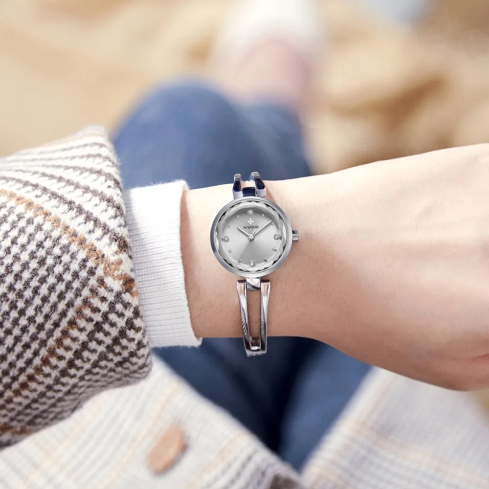 Брендовые роскошные женские часы браслет Whatch серебристые из нержавеющей стали