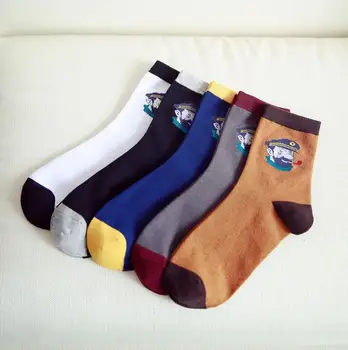 

Autumn And Winter Fashion Men Cotton Socks Casual Cartoon Police Men Socks Solid Color Breathable Absorbent Thick Socks