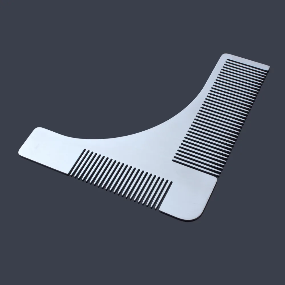 Stainless Steel Beard Comb Styling Tool Shaving Handmade Cut Hair Molding Trim Template (7)