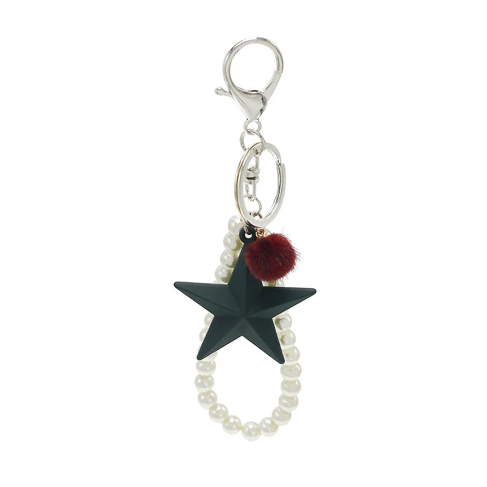 1pcs New Resin Star Key Chain Man made Pearl Bag Strap Car Key Chain Souvenir Valentine's Day