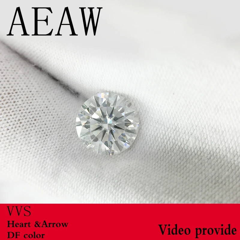 

AEAW Round Brilliant Cut 2ct Carat 8.0mm F Color Moissanite Loose Stone VVS1 Excellent Cut Grade Test Positive Lab Diamond
