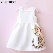 VORO BEVE 2017 Nouveau Automne Robe Chat de Bande Dessinée de Fille Sans Manches Enfants Robes Enfants de Survêtement Enfant Vêtements