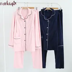 Fdfklak весна-осень хлопок для беременных Пижама для беременных Ночная сорочка для беременных одежда для сна, для беременных, кормящих Пижама