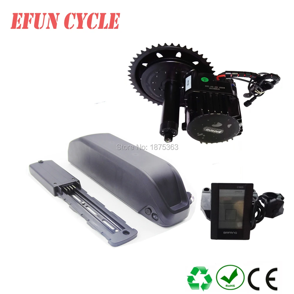 

Free shipping BAFANG 42T BBSHD 48V 1000W central crank motor kit with 48V 13Ah Li-ion Polly down tube ebike battery for fat bike