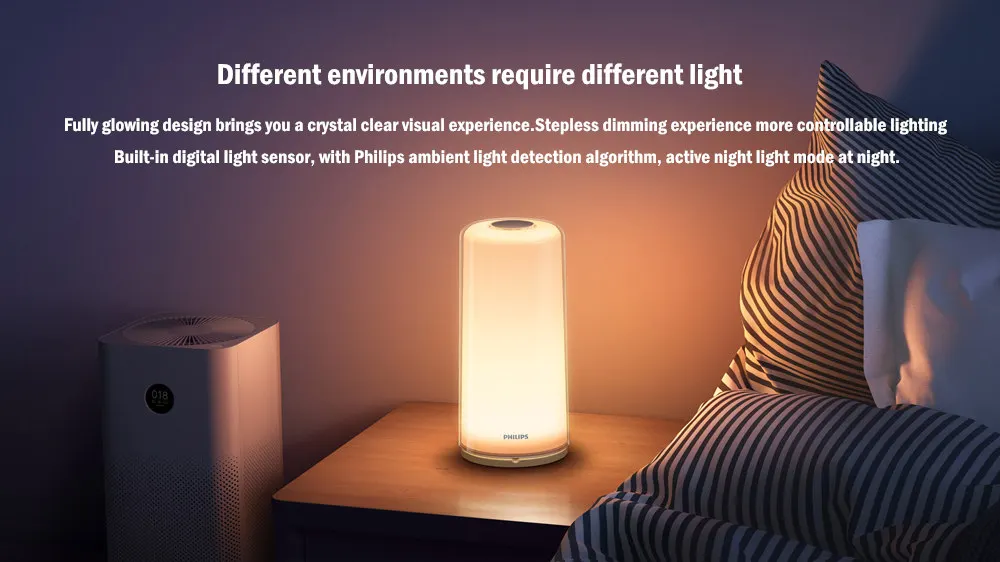 Xiao mi jia умный светодиодный прикроватный светильник RGBW Диммируемый ночной Светильник usb type-C WiFi Bluetooth 100-240 V Smart mi Home APP