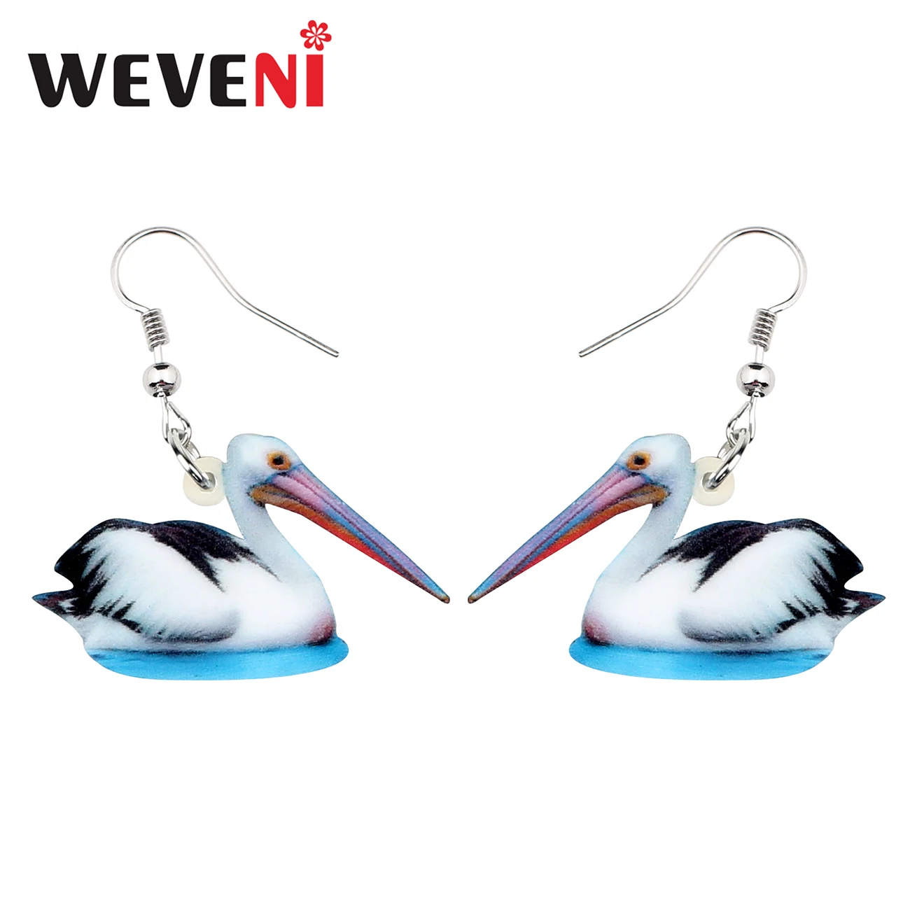 WEVENI Statement Acrylic Novelty Pelican Bird Earrings Dangle Drop Fashion Animal Jewelry Gift For Women Girl Charms Accessories | Украшения