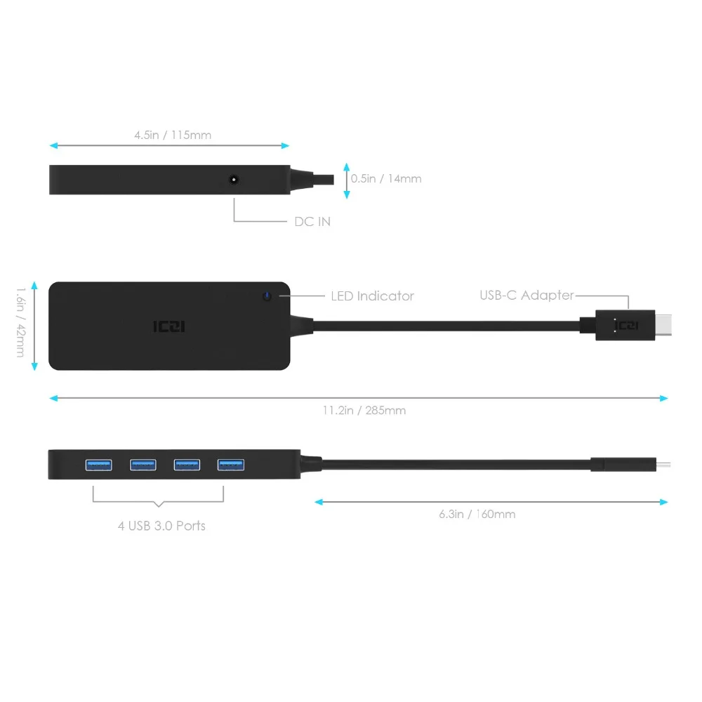 ICZI USB C концентратор до 4 3 0 портов адаптер type c otg для передачи данных конвертер