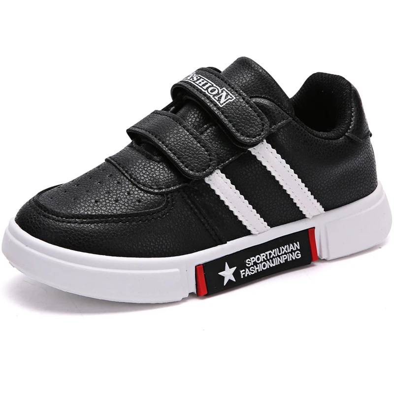 

2018 New Non-slip Wear-resistant Leather Autumn Kids Sneakers Black Boys Walking Shoes Flat Rubber Children Student School Shoes