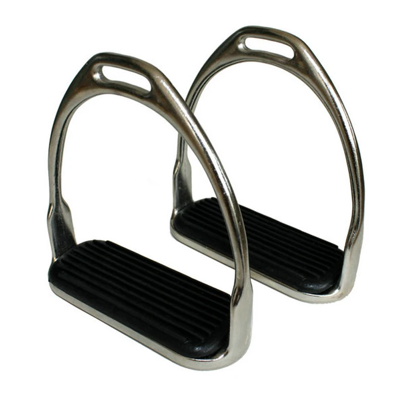 1 Pair Metal Safety Stirrups Horse Riding Rubber Treads Stirrup