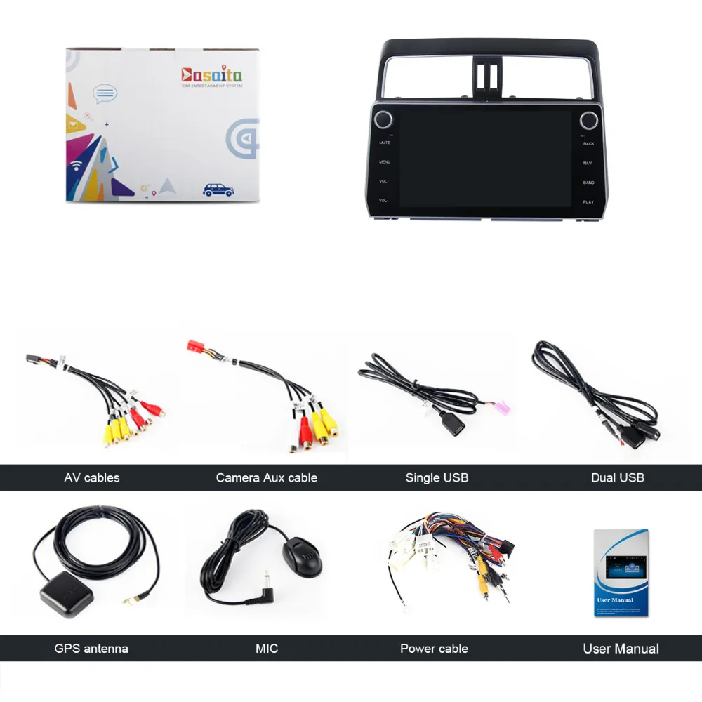 Cheap 10.2" 2 din Car Multimedia Player for Toyota New Prado 2018 Android 7.1 Stereo Navigation Steering Wheel Contorl 1024*600 Radio 5