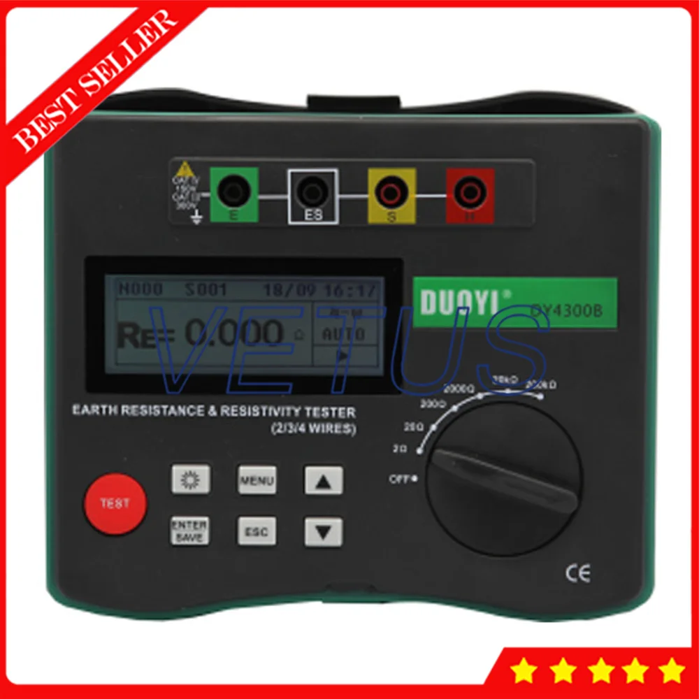 DY4300B High precision 4 Terminal Earth Resistance Soil Resistivity Tester With 1000 Groups data