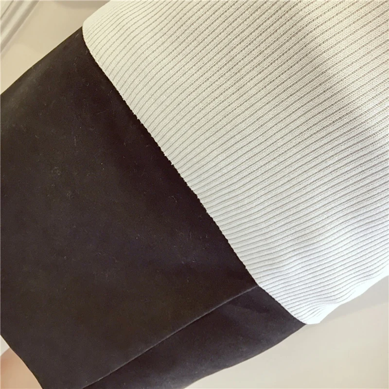 Knitted Sweaters Fashion Sexy V neck Sweater Women Autumn New Back Hollow Knit Pullover Black White Stripe Pull Femme 2018