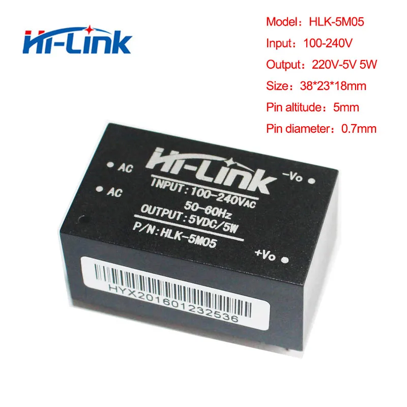 Hi-Link конвертер ac dc понижающий переключатель 5 В модуль питания HLK-5M05