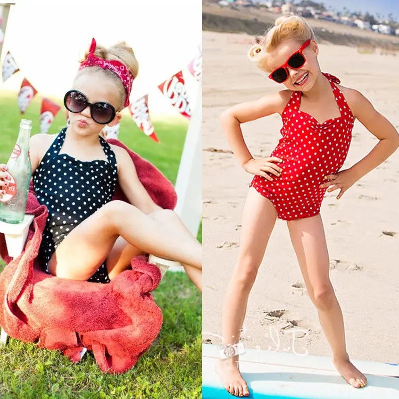 girls red swimming costume