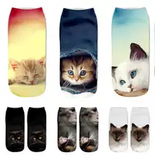 Харадзюку, женские носки с 3D принтом кота для беременных, для беременных, для девочек, для взрослых, носки, весна-лето, короткие носки, Sokken