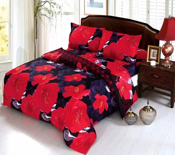 

BeddingOutle 3D Purple And Dark Red Flower Bedding Set Romantic Bedclothes 4Pcs Duvet Cover Set Full Queen King Size Bed Set E