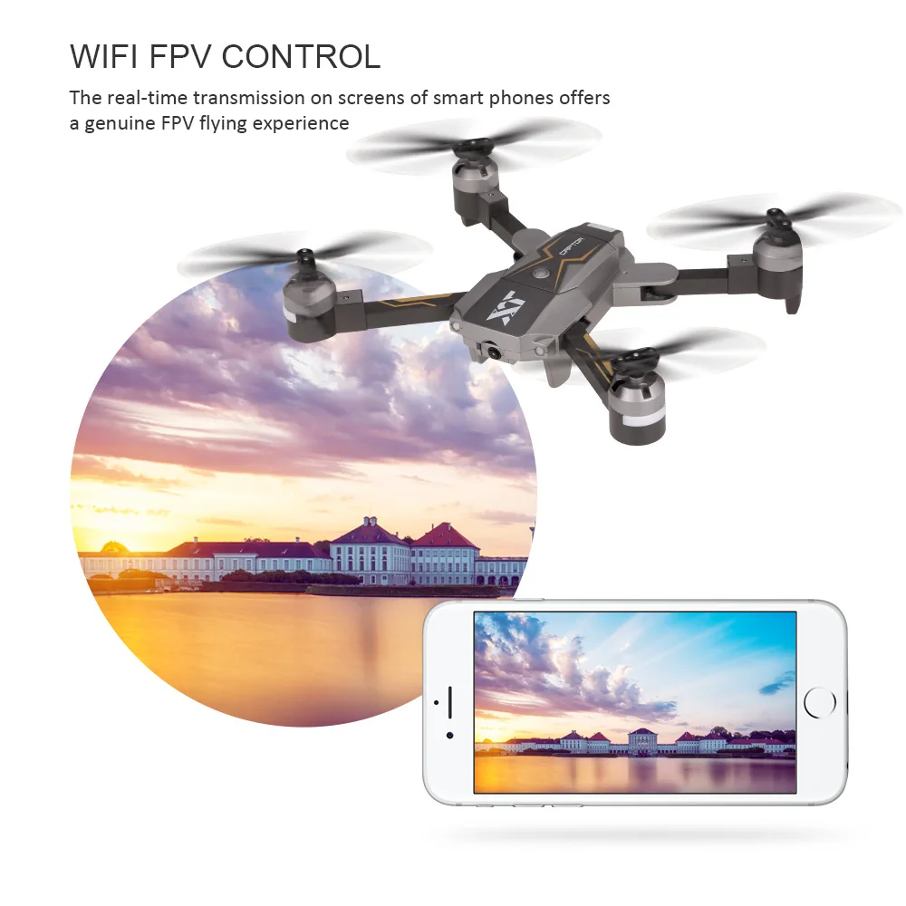 Квадрокоптер Attop X Pack 8 2 МП Wi Fi FPV складной мини Дрон с оптическим