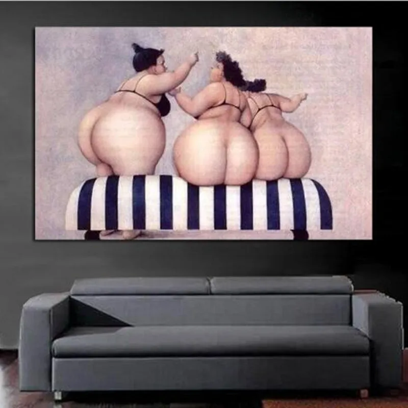 Large Cartoon Canvas Painting Handpainted Abstract Figure Oil Paintings Sexy Plump Women Hips Picture Modern Home Decor Wall Art