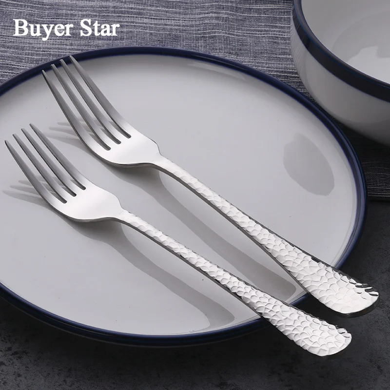 5pcs/set 18/10 Stainless Steel Silver Flatware Sets Luxury Western Food Cutlery Set Fork Knife Spoon Snack Handle Dinnerware Set