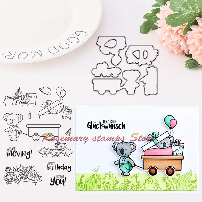 

Rosemary stamps Clear Cart full of treasures Metal Cutting Dies and stamps DIY Scrapbooking Card Stencil Paper Handmade Album We