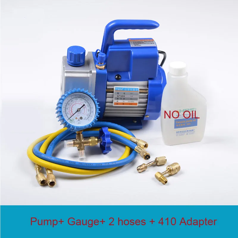 

New Single Stage 2.5CFM 150W Air Vacuum Pump Deep HVAC Tool AC R410a R134 + Gauge+ 2 Hoses+ 410 Adapter