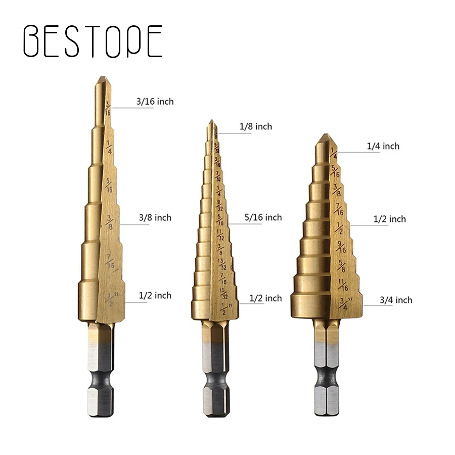 

HSS Drill bit Titanium coated Pagoda 3/16-1/2,1/4-3/4,1/8-1/2 Drill high speed steel Power Tools mini drill bit micro drill